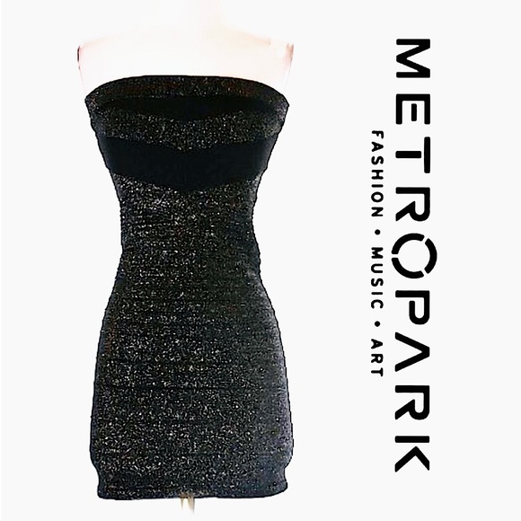 Metropark Black Sparkly Strapless Bandage Mini Dress, Women’s Size X-Small. - Picture 1 of 6